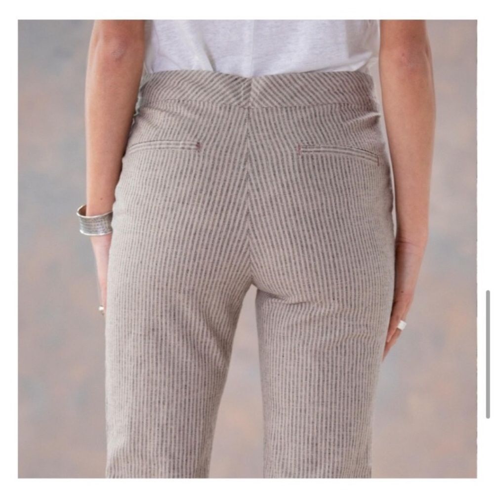 Sundance Sierra Pant Linen Blend Stripe Button Side Size 2P - Picture 2 of 9